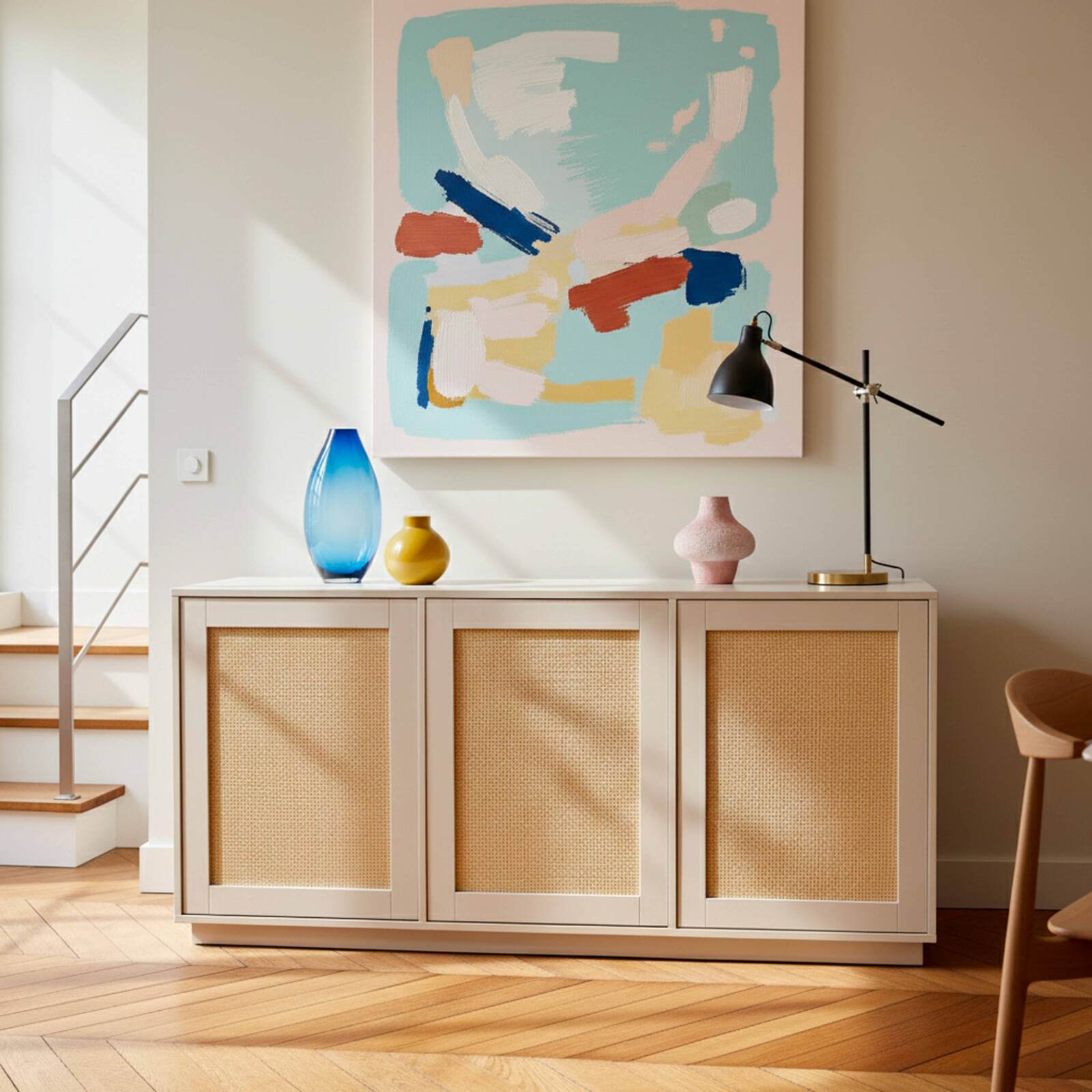 Sideboard in Holzoptik FSC®, 3 Türen, 160 cm, skandinavischer Stil