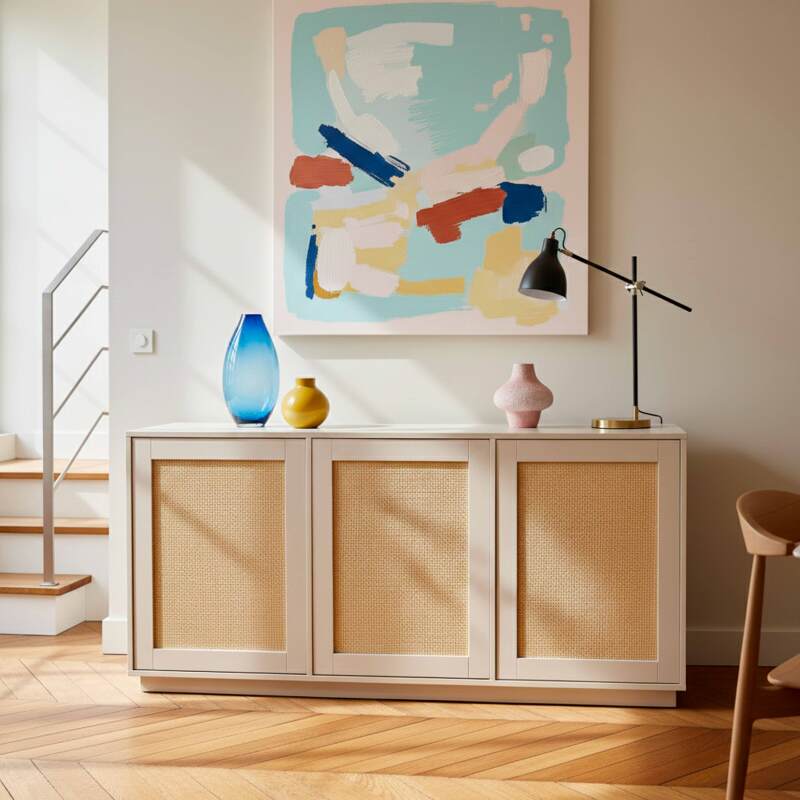 Sideboard in Holzoptik FSC®, 3 Türen, 160 cm, skandinavischer Stil