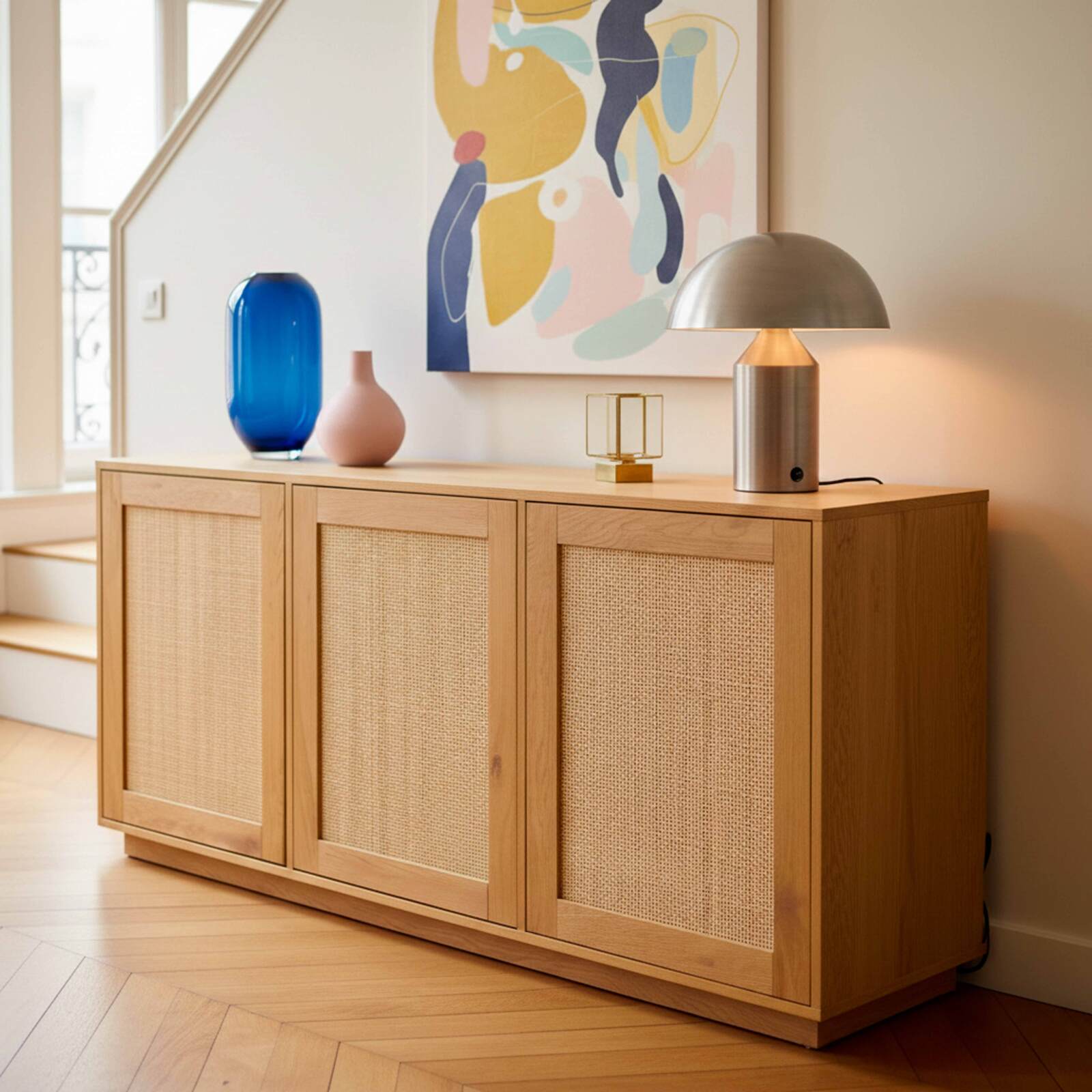 Sideboard in Holzoptik FSC®, 3 Türen, 160 cm, skandinavischer Stil
