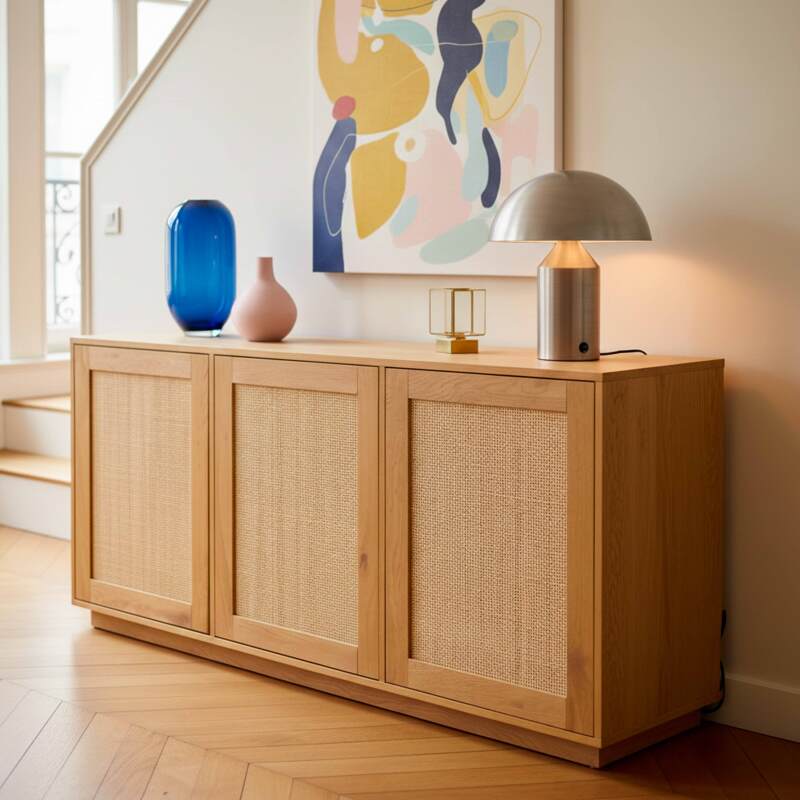 Sideboard in Holzoptik FSC®, 3 Türen, 160 cm, skandinavischer Stil