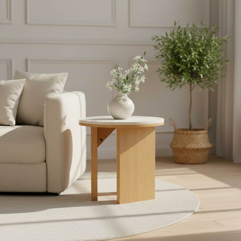 Couchtisch rund, in FSC®-Holzoptik, Ø 50 cm - Lifestyle