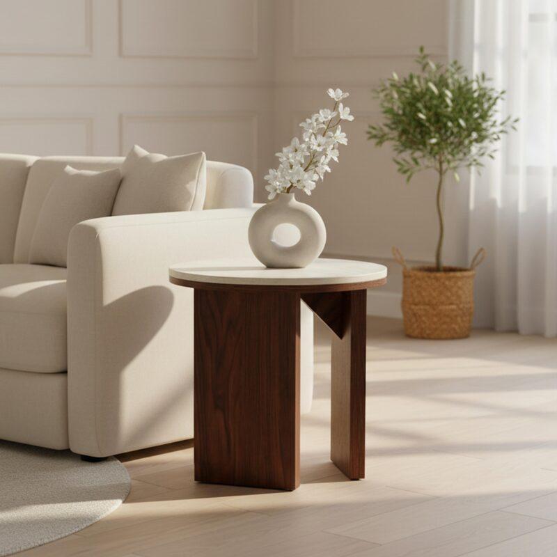 Couchtisch rund, in FSC®-Holzoptik, Ø 50 cm - Lifestyle