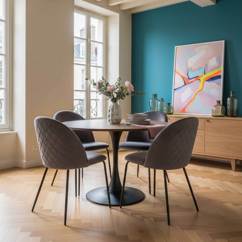 Stühle aus Samt und Metall - 4er-Set