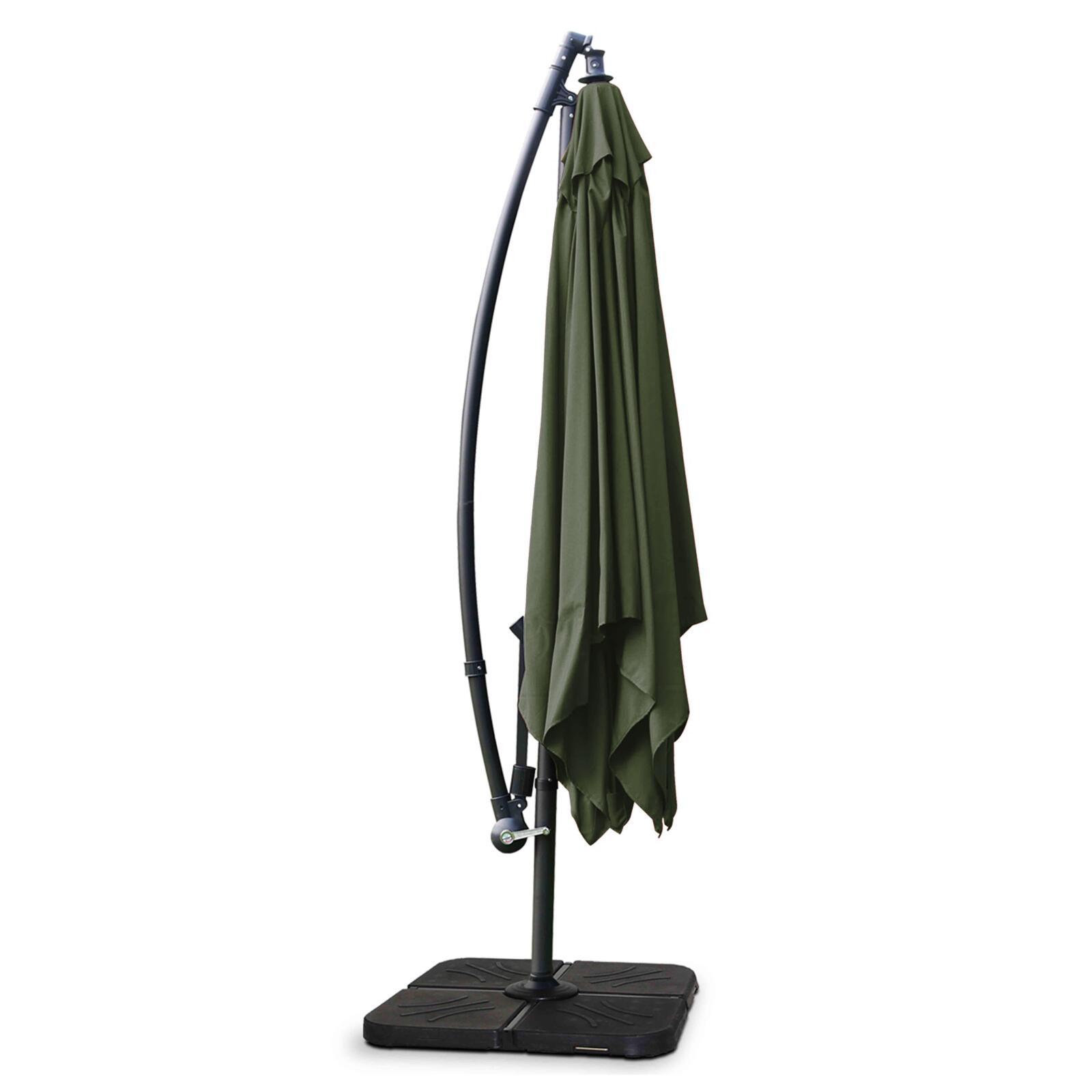 Ampelschirm 3x3 m quadratisch und 4 beschwerte Platten