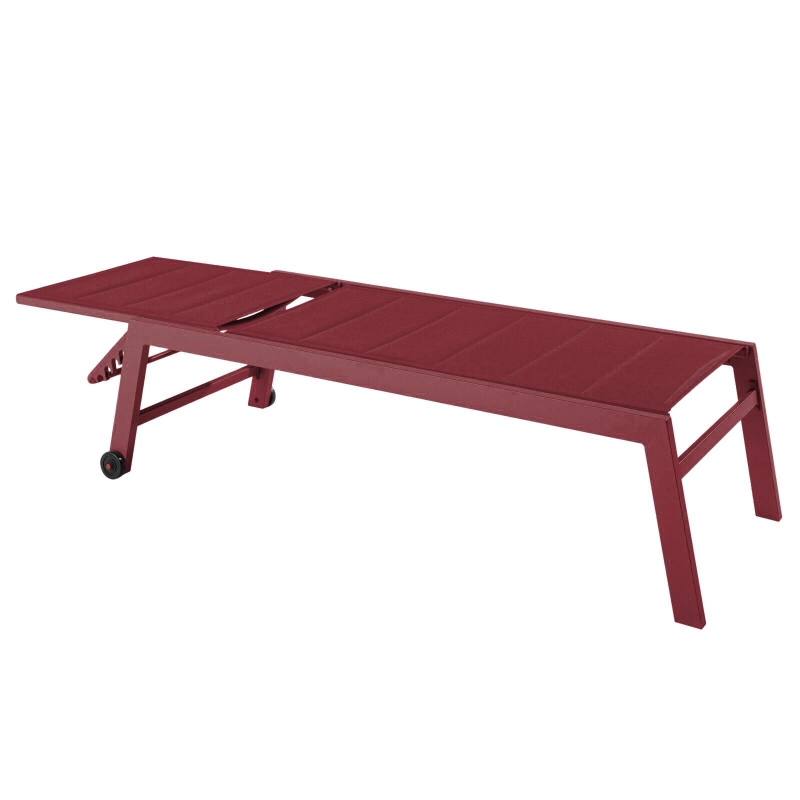 Sonnenliegen aus Aluminium und Textilene 5-fach verstellbar mit Rollen - 2er-Set