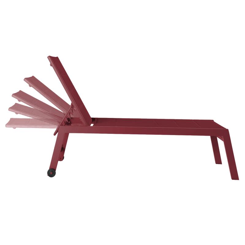Sonnenliegen aus Aluminium und Textilene 5-fach verstellbar mit Rollen - 2er-Set (3/6)