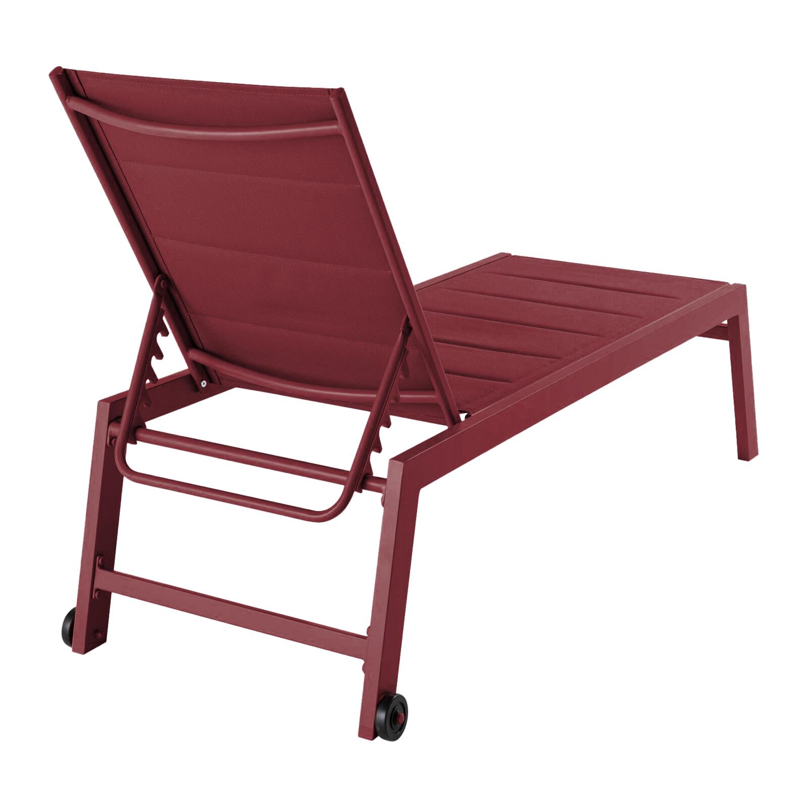 Sonnenliegen aus Aluminium und Textilene 5-fach verstellbar mit Rollen - 2er-Set