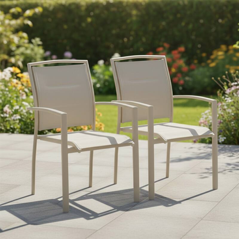 Gartenstühle aus Aluminium und Textilene mit Armlehnen - 2er-Set - Lifestyle