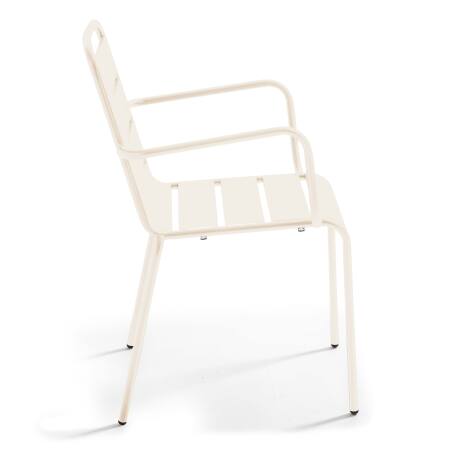 Rechteckiger Gartentisch 180 x 90 cm und 6 Stühle mit Armlehnen aus Metall  (6/7)