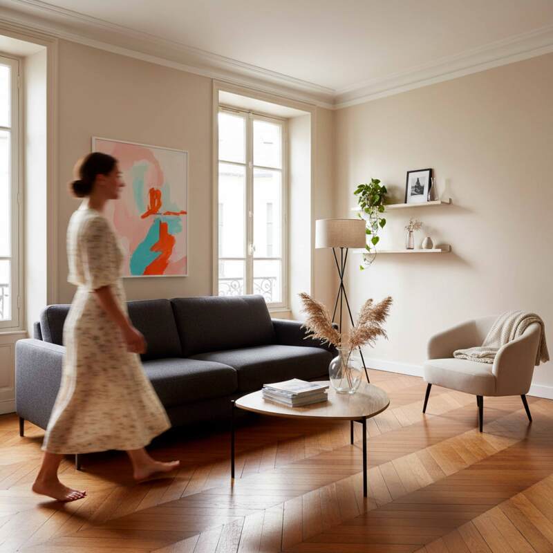 Couchtisch dreieckig, aus Metall und Holzoptik, 90x90 cm (5/6)