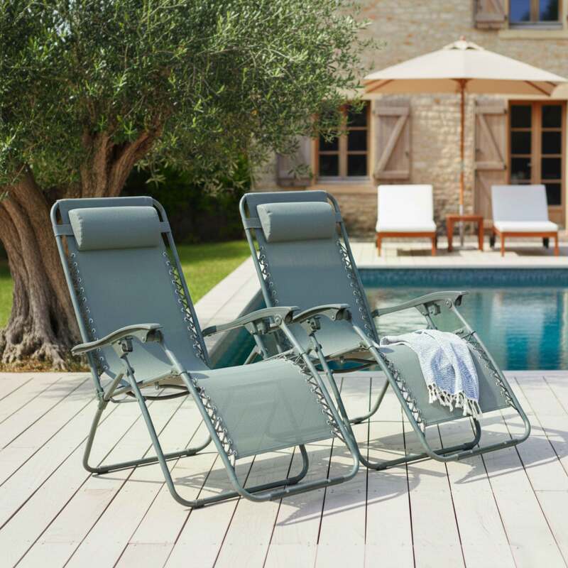Relax Gartensessel aus Metall und Textilene neigbaren - 2er-Set - Lifestyle