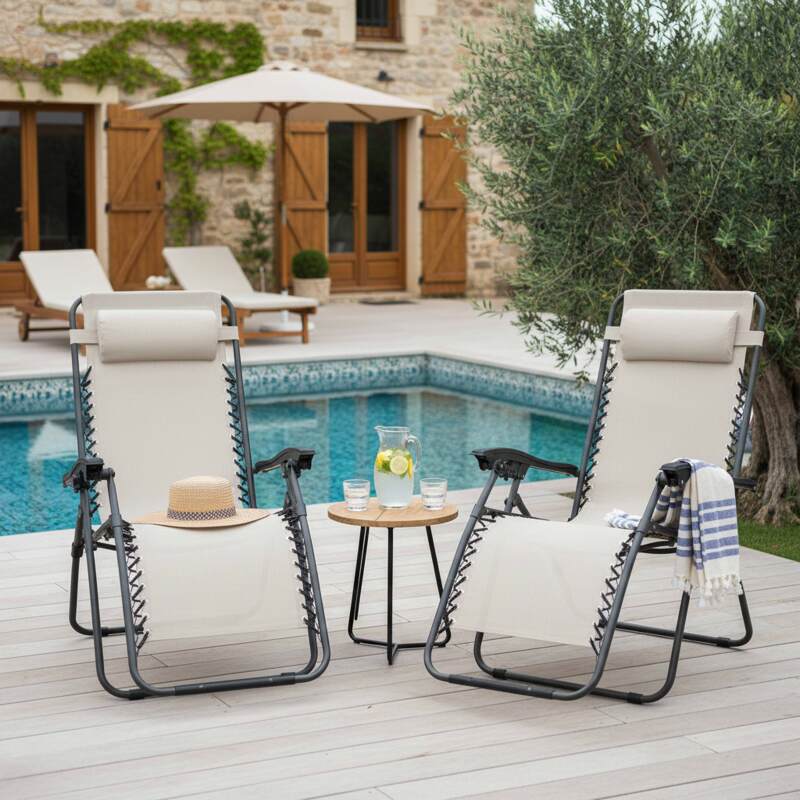 Relax Gartensessel aus Metall und Textilene neigbaren - 2er-Set - Lifestyle