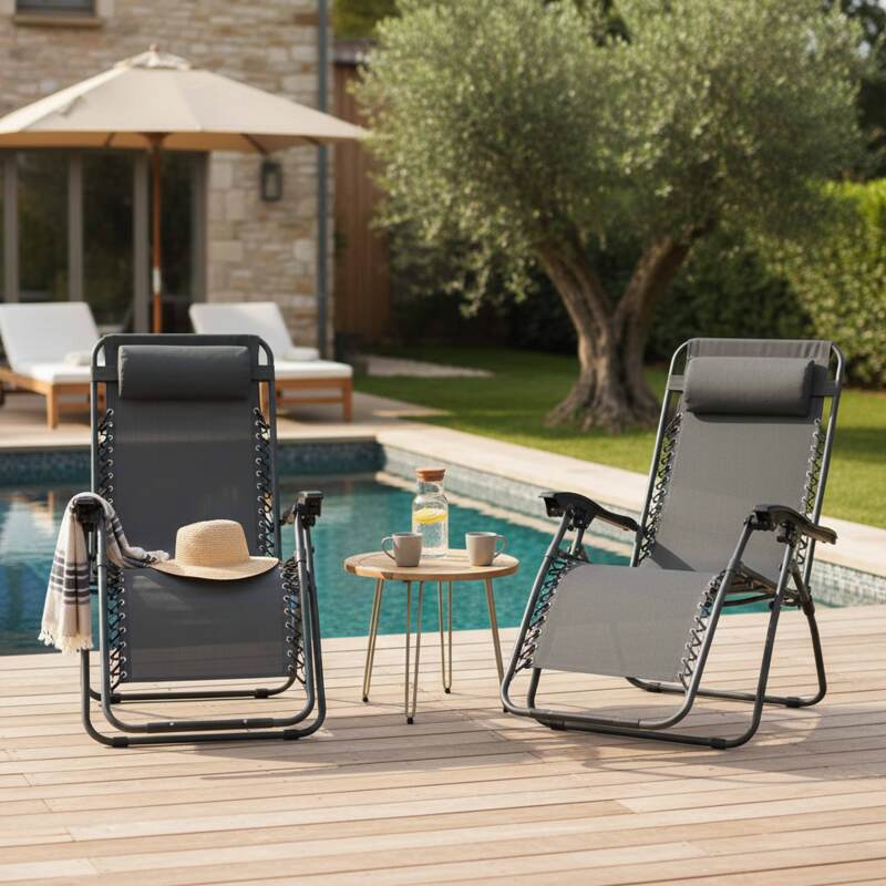Relax Gartensessel aus Metall und Textilene neigbaren - 2er-Set - Lifestyle