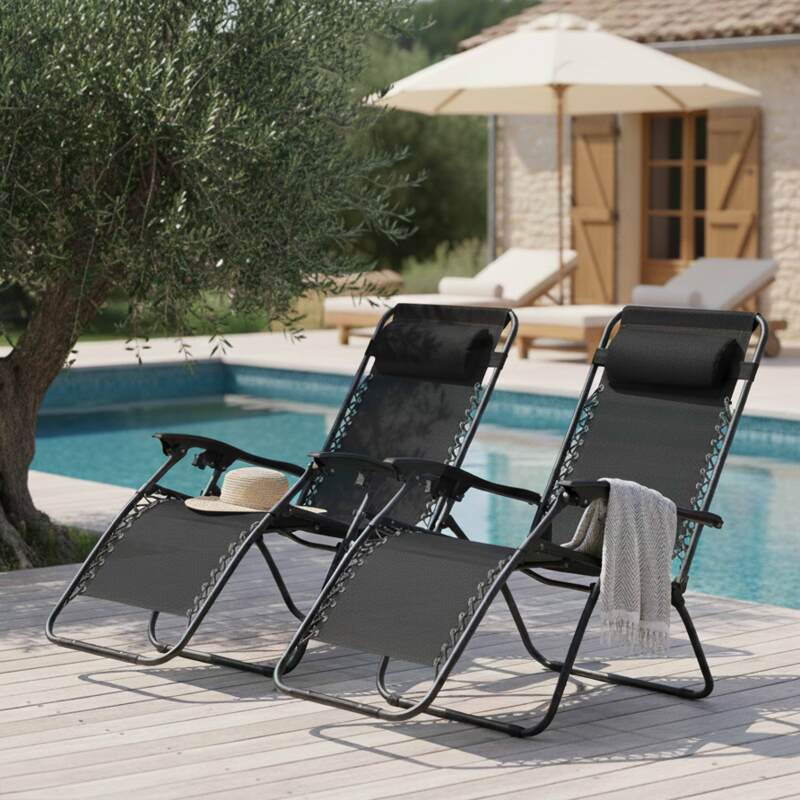 Relax Gartensessel aus Metall und Textilene neigbaren - 2er-Set - Lifestyle