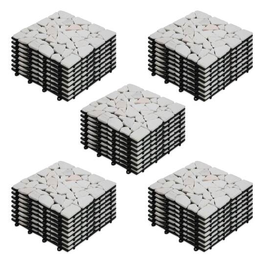 Set Terrassenplatten klippbar in weißen Marmorkieselungen | Oviala