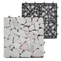 Set von Terrassenplatten zum Einclipsen aus Marmor-Kieselsteinen (30 x 30 x 2,5 cm)