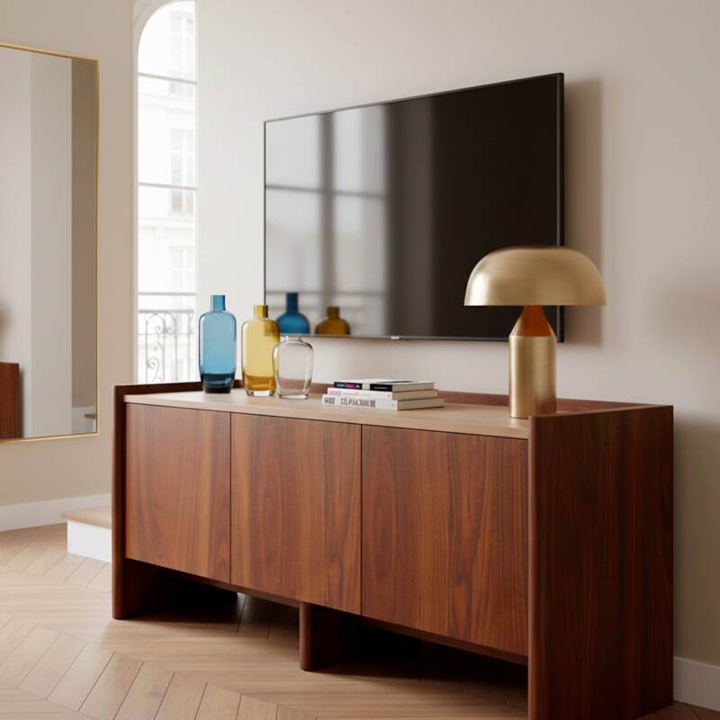 Lowboard in Holzoptik, 120 cm mit Ablage