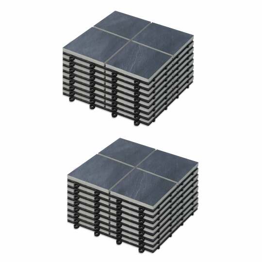 Set Terrassenplatten klippbar mit schwarzen Steinfliesen | Oviala