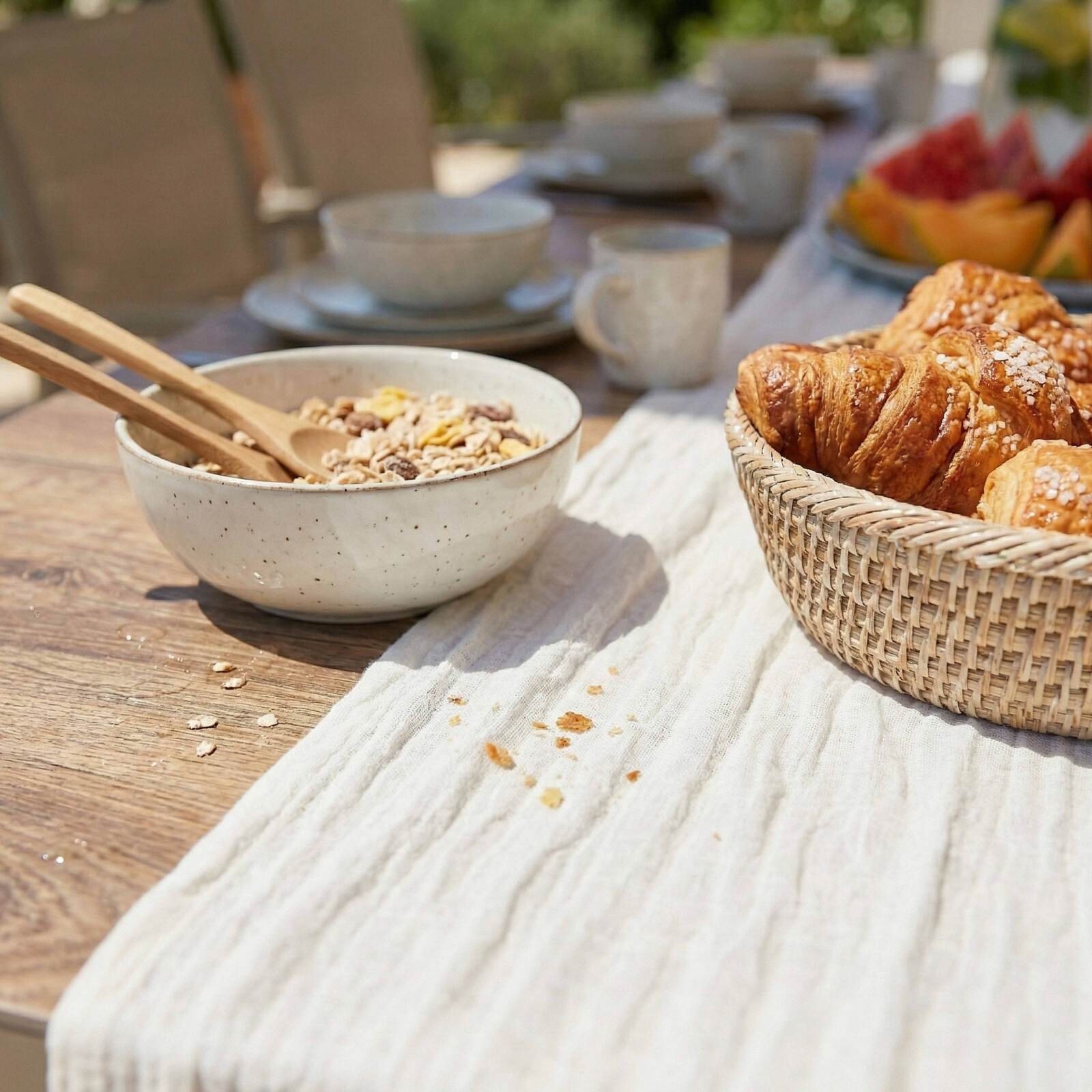 Gartentisch aus Aluminium und Keramik in Holzoptik, 8 personen, 201x100 cm