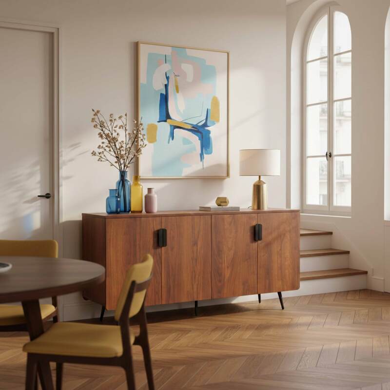 Sideboard in Holzoptik, 4 Türen, 160 cm (2/8)