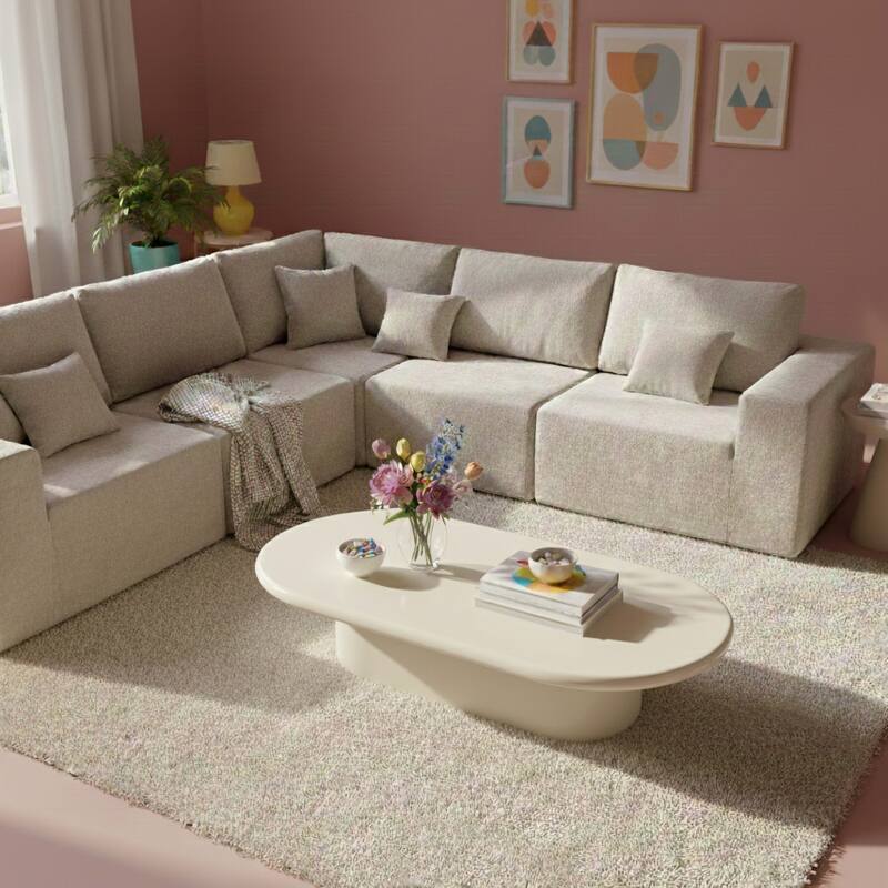 Couchtisch oval, in Lackeffekt, 100x70 cm, Retro-Stil