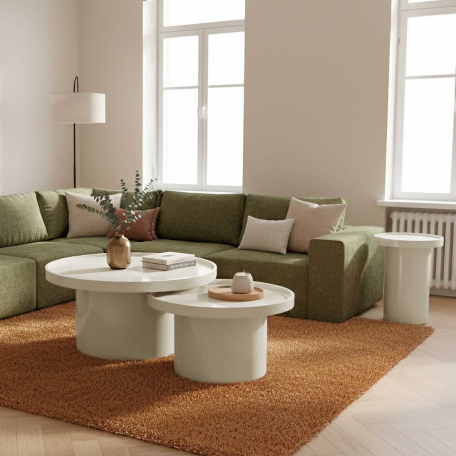 Satztische runde, in Lackoptik, Ø 70 Ø 50 und Ø40 cm, Retro-Stil - Von 3