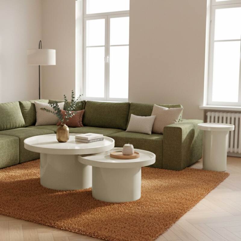 Satztische runde, in Lackoptik, Ø 70 Ø 50 und Ø40 cm, Retro-Stil - Von 3