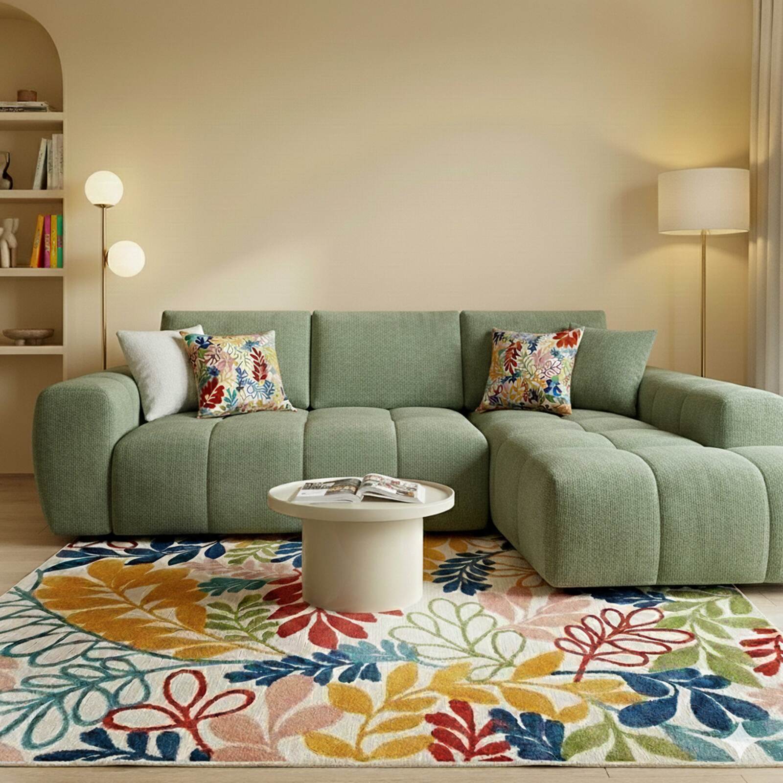 Couchtisch rund, in Lackoptik, Ø50 cm, Retro-Stil