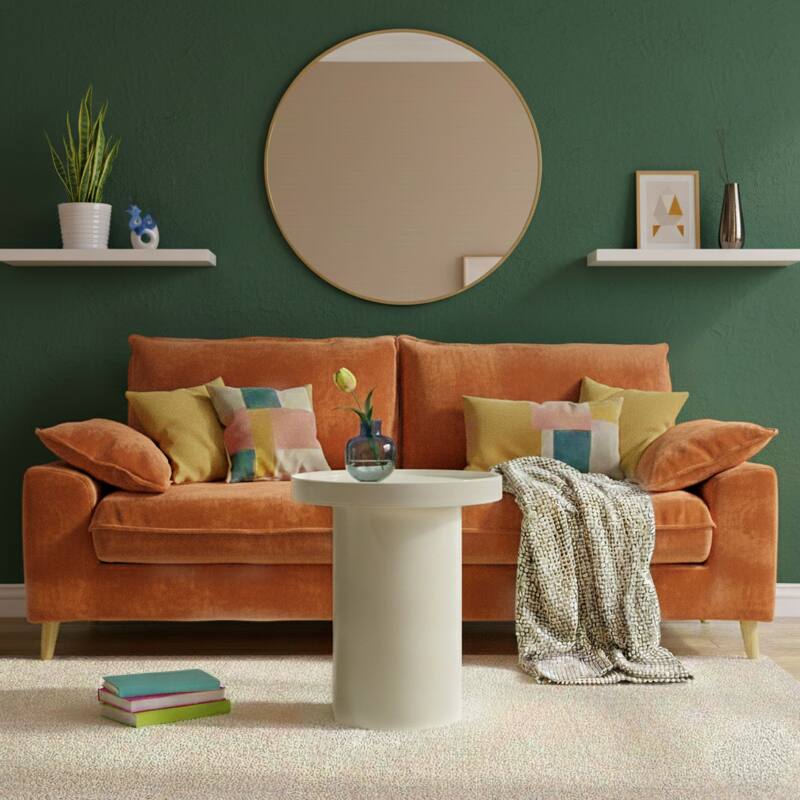 Couchtisch rund, in Lackoptik, Ø40 cm, Retro-Stil