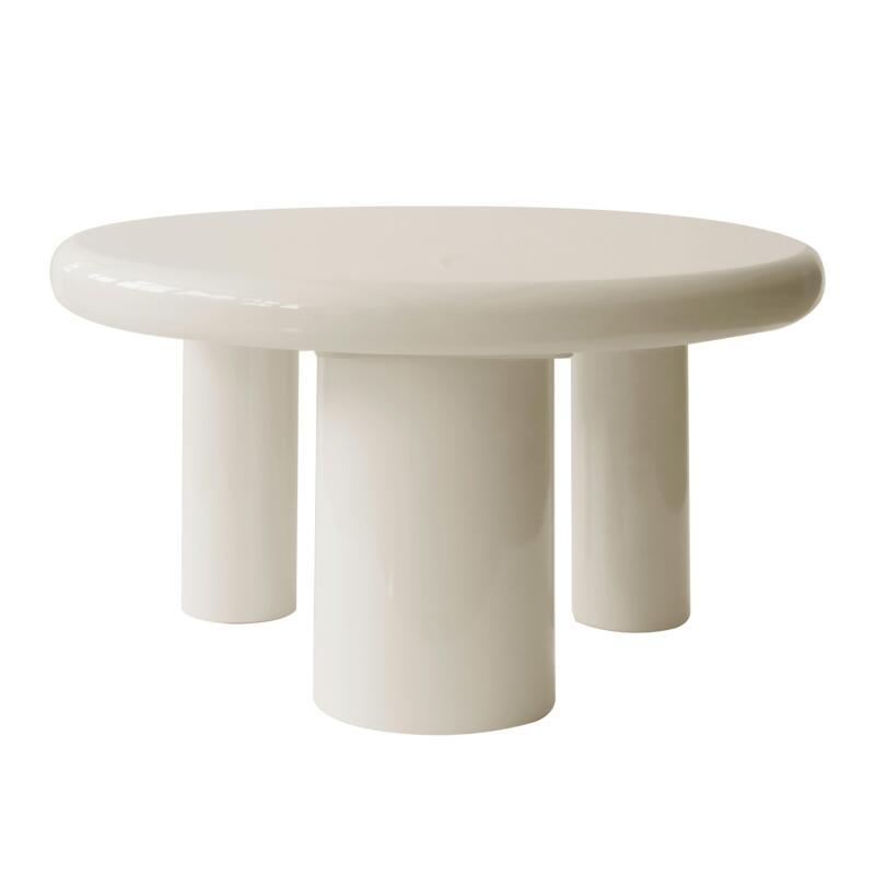 Couchtisch rund, in lackierter Effekt, Ø70 cm, Retro-Stil (3/4)