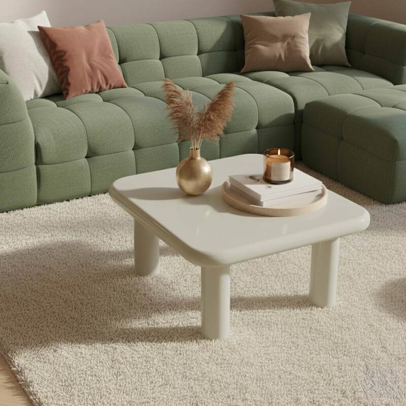 Couchtisch quadratisch, in lackierter Effekt, 75x75 cm, Retro-Stil