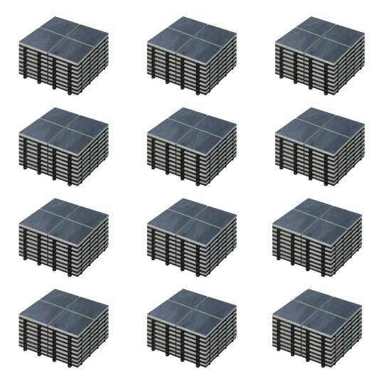 Set von steckbaren Terrassenplatten aus schwarzen Steinfliesen (30 x 30 x 2,5 cm)