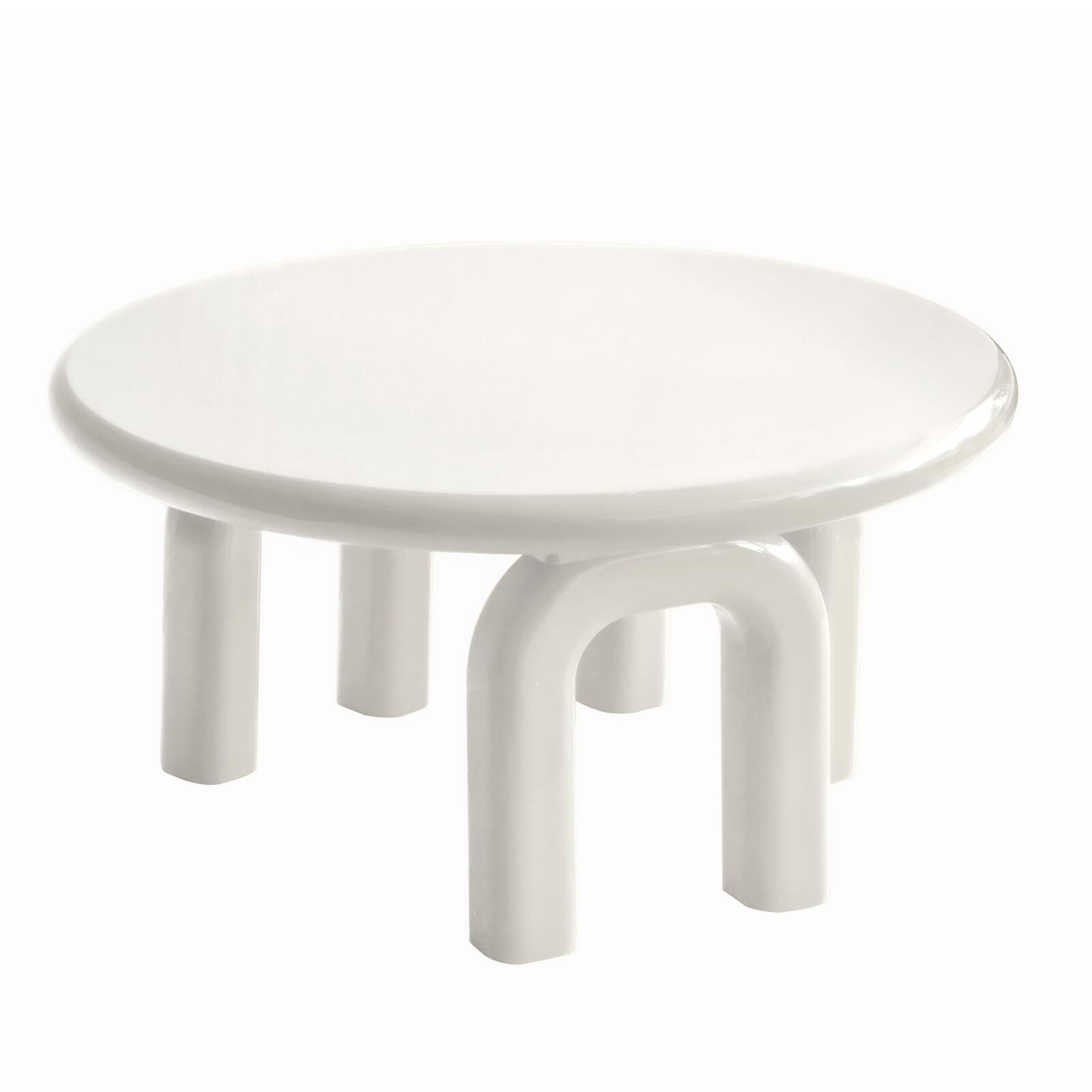 Couchtisch rund, in Lackeffekt, Ø80 cm, Retro-Stil