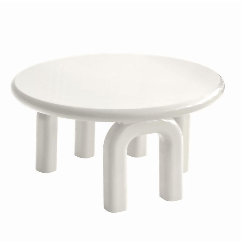 Couchtisch rund, in Lackeffekt, Ø80 cm, Retro-Stil