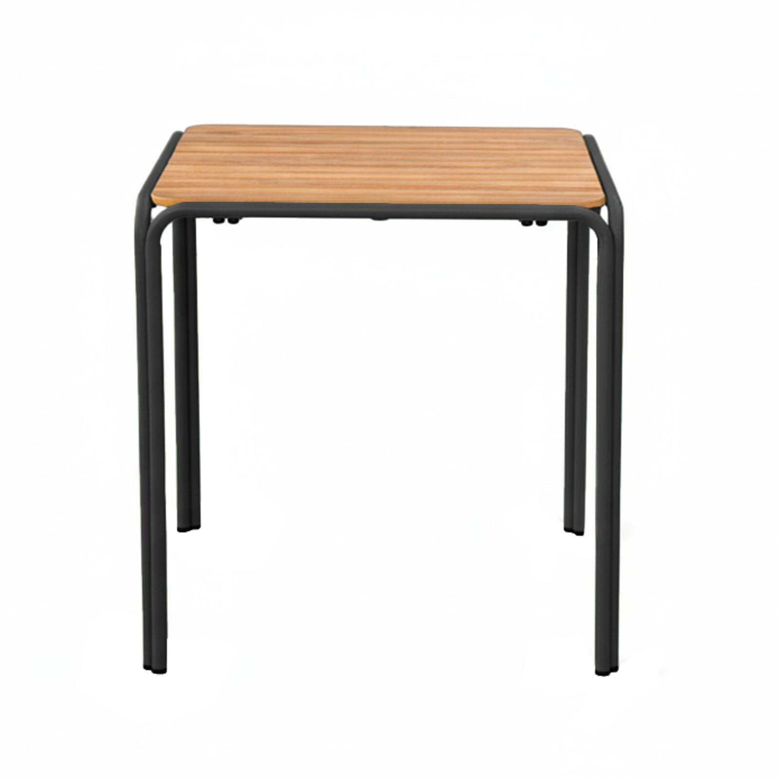 Gartentisch Bistro-Stil Quadratisch aus Metall und Polywood, 2 Personen, 70x70 cm