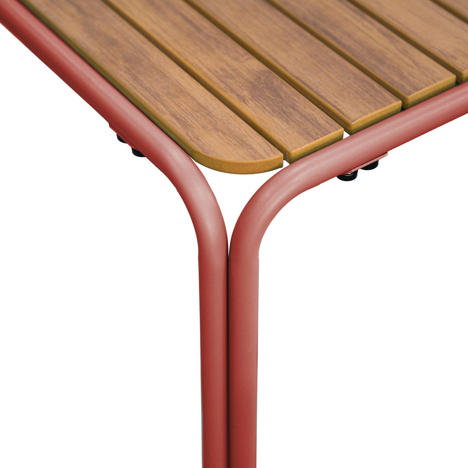 Gartentisch Bistro-Stil Quadratisch aus Metall und Polywood, 2 Personen, 70x70 cm