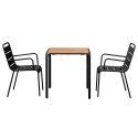 Gartentisch Bistro-Stil, quadratisch aus Metall und Polywood, 70x70 cm, und 2 Stühle mit Armlehnen