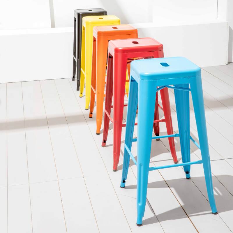 Gartenbarhocker aus mattem Metall (43 x 43 x 76 cm) (5/7)