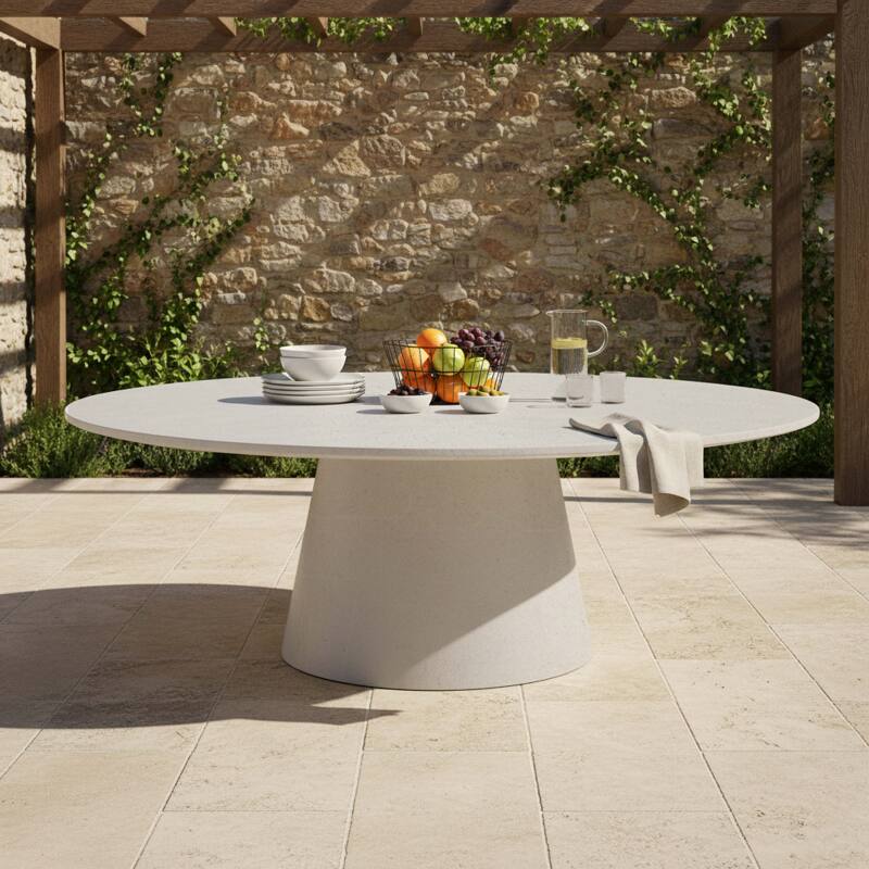 Gartentisch Oval glatte Betonoptik, 8 Personen, 200x110 cm