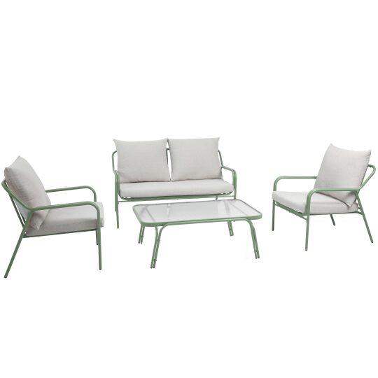 Gartenlounge Set aus Metall und Sicherheitsglas für 4 Sitzen