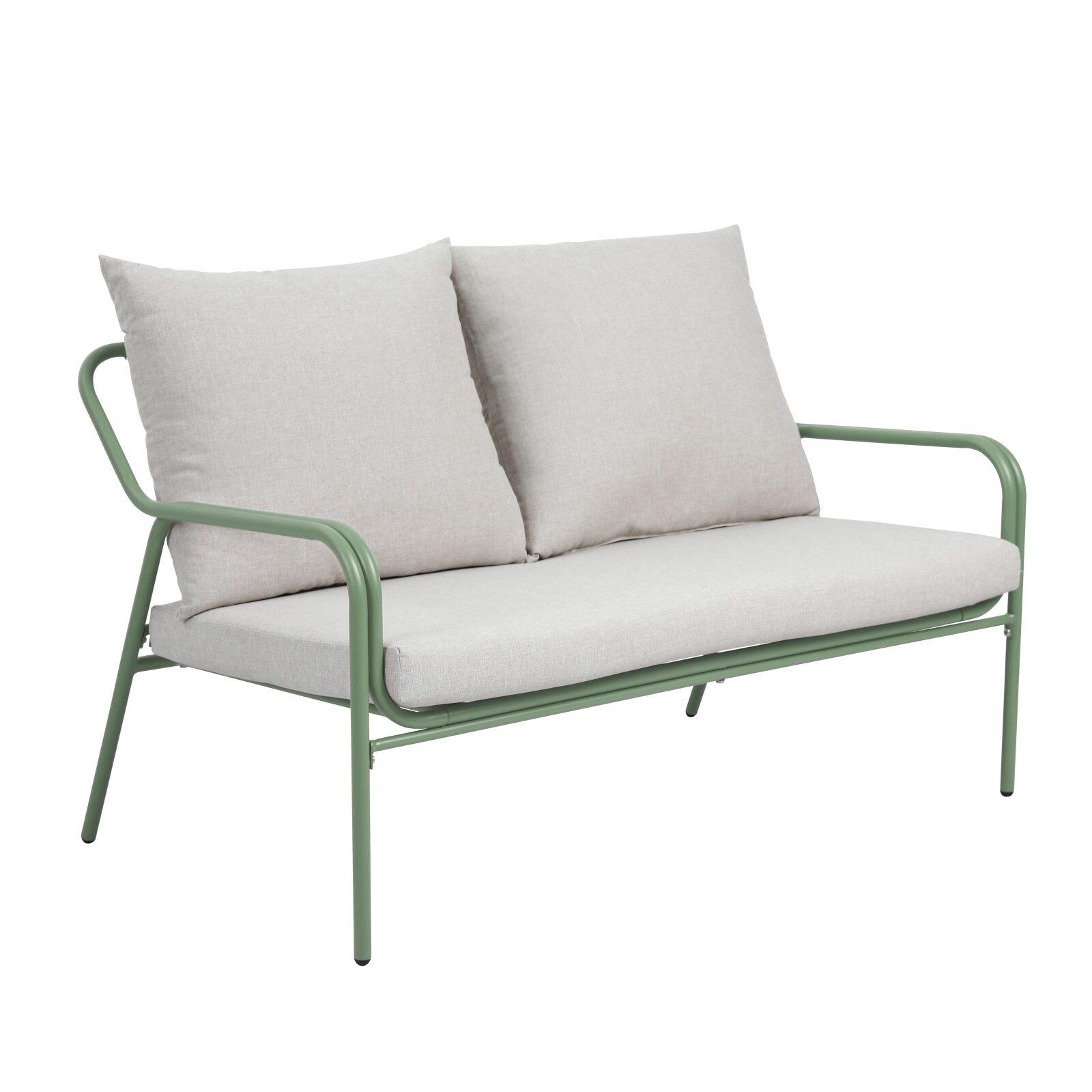 Gartenlounge Set aus Metall und Sicherheitsglas für 4 Sitzen