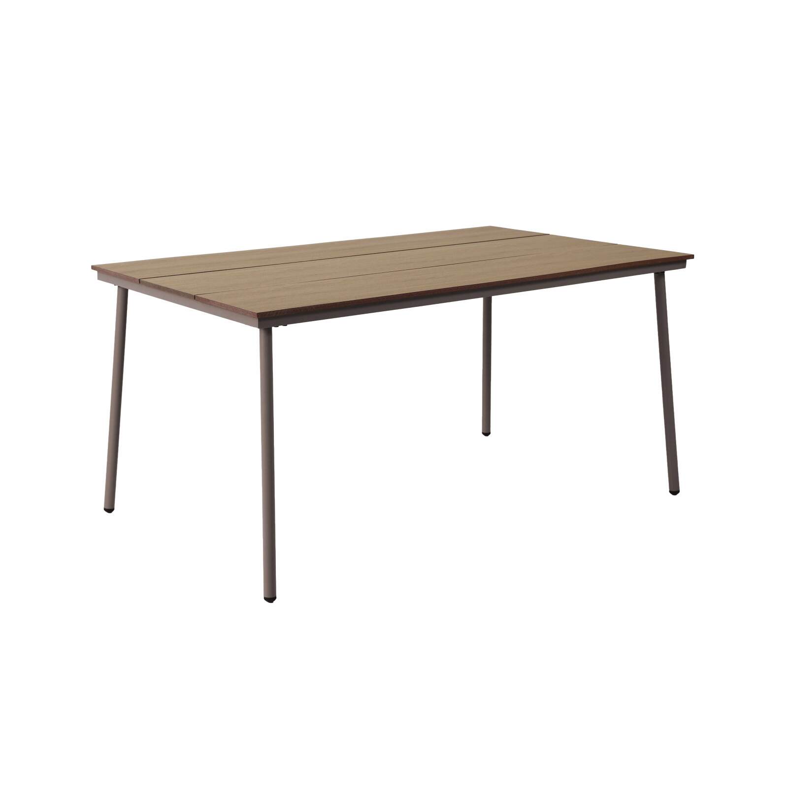 Gartentisch aus Metall und Sperrholz, 150 x 90 cm, und 6 Stühle