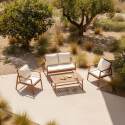 Gartenlounge-Set aus FSC®-zertifiziertem Eukalyptusholz mit 1 Sofa, 2 Sesseln und einem Couchtisch 