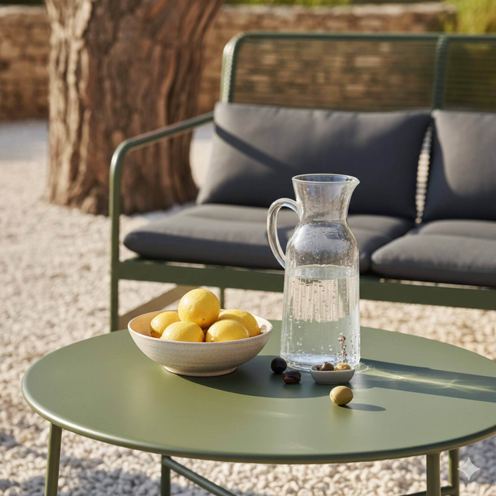 4-Sitzer-Gartenmöbel aus Metall mit 1 Sofa, 2 Sesseln und Couchtisch