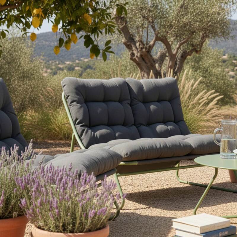 4-Sitzer-Gartenmöbel aus Metall mit 1 Sofa, 2 Sesseln und Couchtisch (3/9)