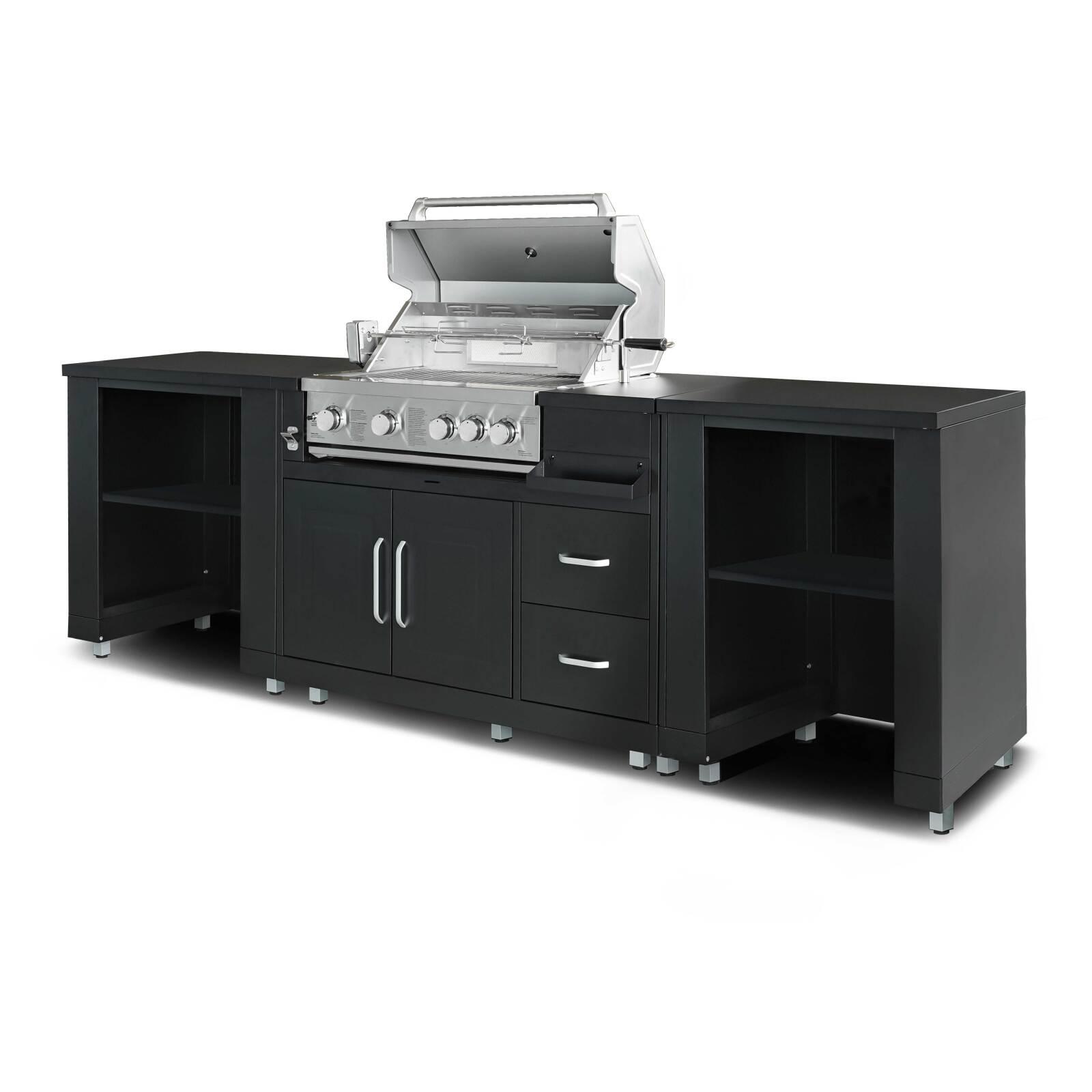 Outdoor-Küche aus Metall mit Grill und Stauraum – 3 Module