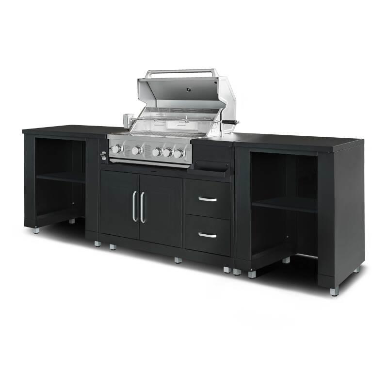 Outdoor-Küche aus Metall mit Grill und Stauraum – 3 Module