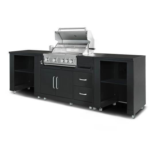 Outdoor-Küche aus Metall mit Grill und Stauraum – 3 Module