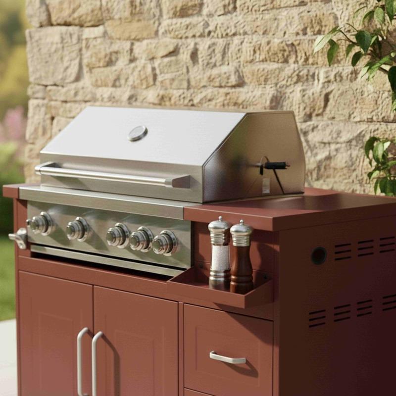 Outdoor-Küche aus Metall mit Grill und Stauraum – 3 Module (4/6)