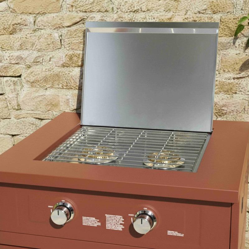 Outdoor-Küche aus Metall mit Gasherd und Stauraum – 3 Module (2/6)